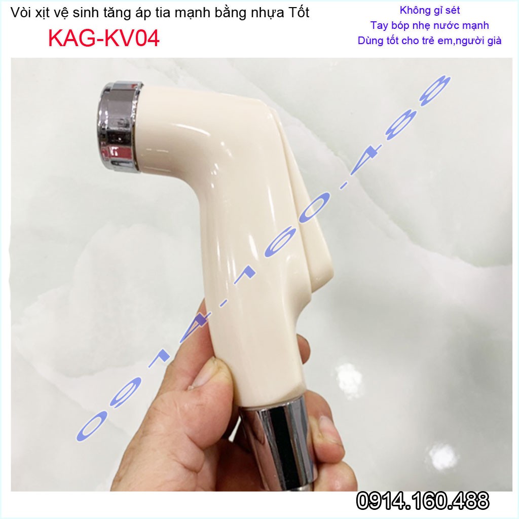 Vòi xịt bồn cầu KAG-KV04 màu kem, vòi xịt rửa  ấn tay nhà tắm, vòi xịt vệ sinh tia nước mạnh siêu sạch sử dụng tốt