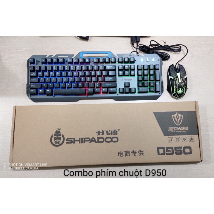 Bộ Bàn Phím Chuột D950-D620 SHIPADOO Bàn phím chuột chơi game cổng USB  siêu nhạy Led siêu đẹp. Tặng kèm bàn di Razer