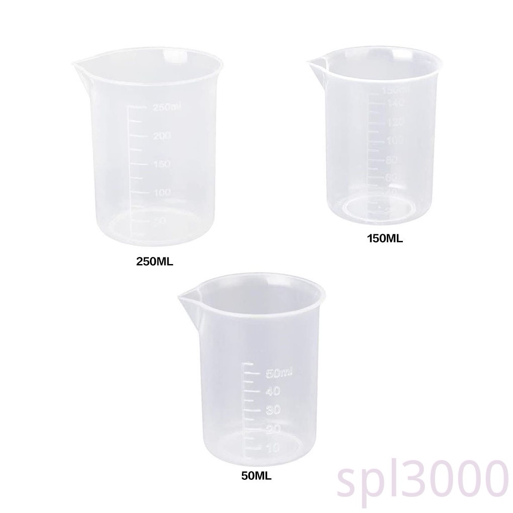 Set 3 Cốc Đo Lường Bằng Nhựa Chuyên Dụng Cho Phòng Thí Nghiệm