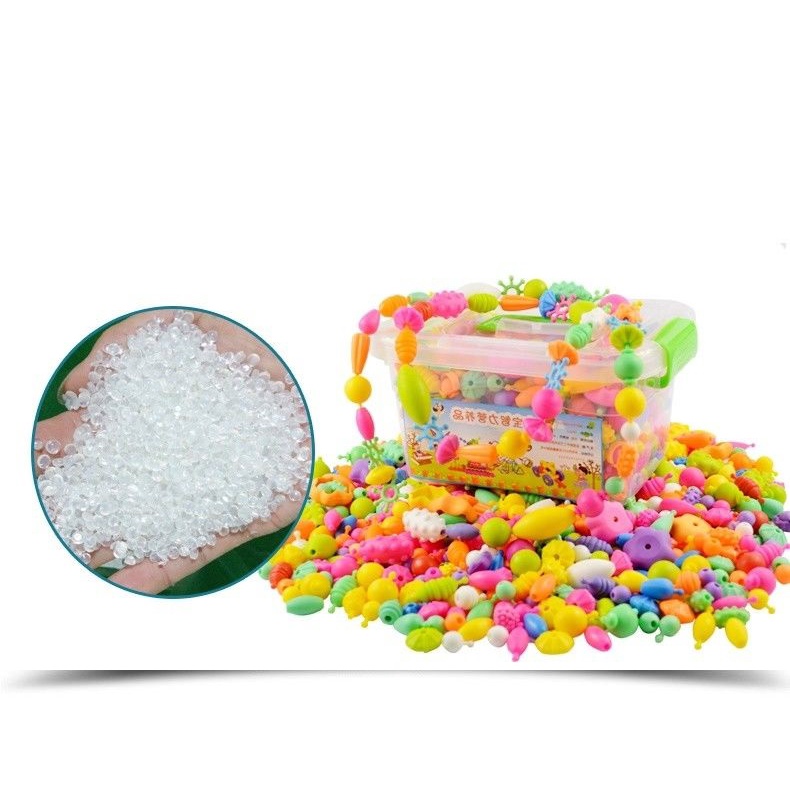 Hộp Xâu Vòng Sắc Màu Hạt Pop 300 Hạt Kèm 1 Khung Bờm , 4 Vòng Tay