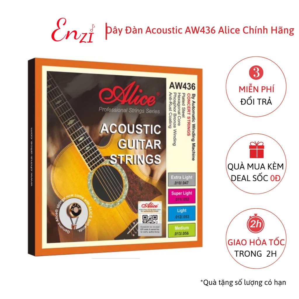 Dây đàn guitar acoustic Alice AW436 AW432 A206 A406 cỡ 11 chính hãng dây sắt cho đàn ghi ta ENzi