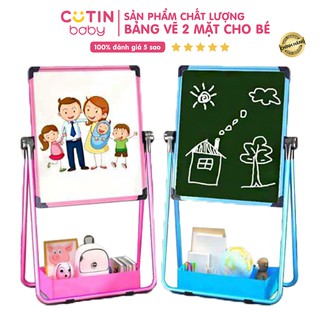 Bảng vẽ cho bé, Bảng viết 2 mặt kiêm giá vẽ xoay 360 độ khung sắt chắc chắn cho bé [Clip thật]
