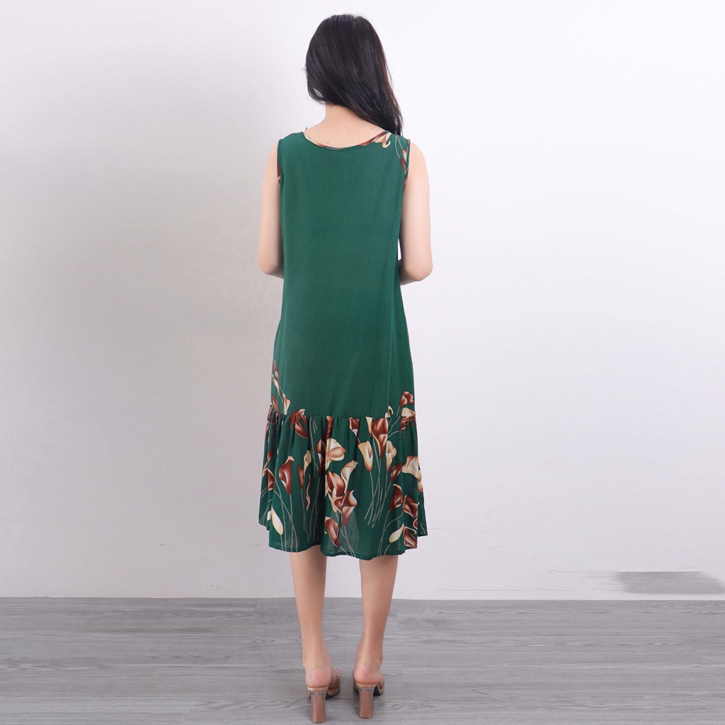 Đầm ngủ mặc nhà maxi vải lanh thoáng mát mỏng - Váy trung niên cho mẹ mặc nhà trung niên ngủ, bầu Va021