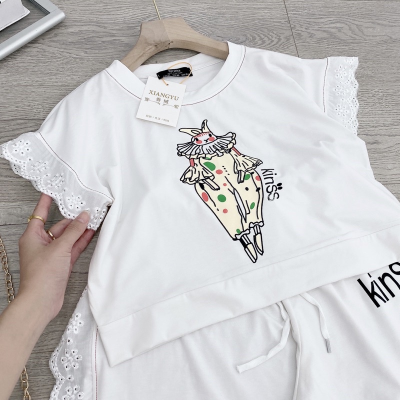 [ 𝐅𝐑𝐄𝐄 𝐒𝐇𝐈𝐏 ] SÉT ÁO CRT MIX QUẦN SOOC VIỀN REN SIÊU XINH VẢI ĐẸP LẮM Ạ