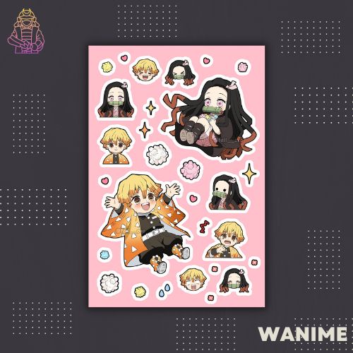 Nezuko & Zenitsu | Sticker Manga / Manga Demon Slayer - Chất Liệu Vinyl Dẻo - Cắt Sẵn - Chống Nước