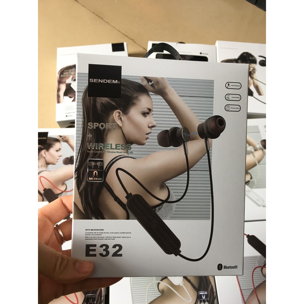 Tai Nghe thể thao kim loại Bluetooth SENDEM E32 Nút Cảm Ứng 2 tai - Chịu nước- Cách Âm Tốt | BigBuy360 - bigbuy360.vn