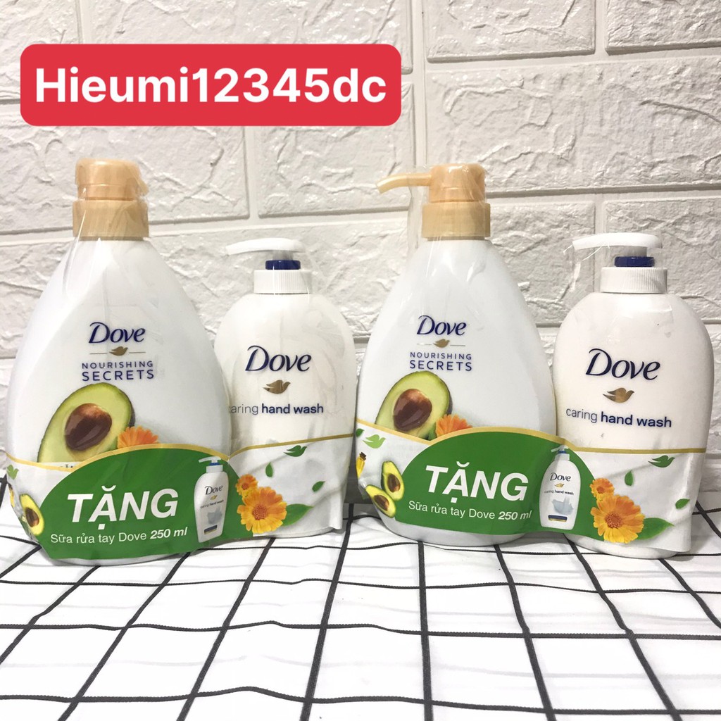 [MUA 1 TẶNG 1] Sữa tắm dưỡng thể Dove Căng bóng tươi mới chiết xuất trái bơ (Xanh lá) 530g tặng kèm sữa rửa tay dove 250