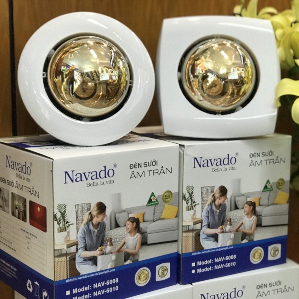 Đèn Sưởi Âm Trần  Đơn Navado,Hình Vuông Tròn Dễ Kết Hợp, StarDecor, Bảo Hành Bóng 3 Năm, Sản Xuất Tại Việt Nam