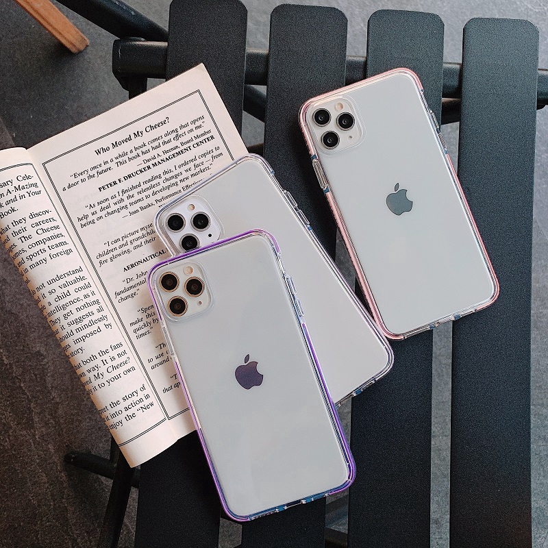 Ốp lưng điện thoại in hoạt hình 5 Colors Two-Color Transparent Anti-Fall cho Compatible for iPhone 11 Pro X XR XS Max 6 6S 7 8 Plus