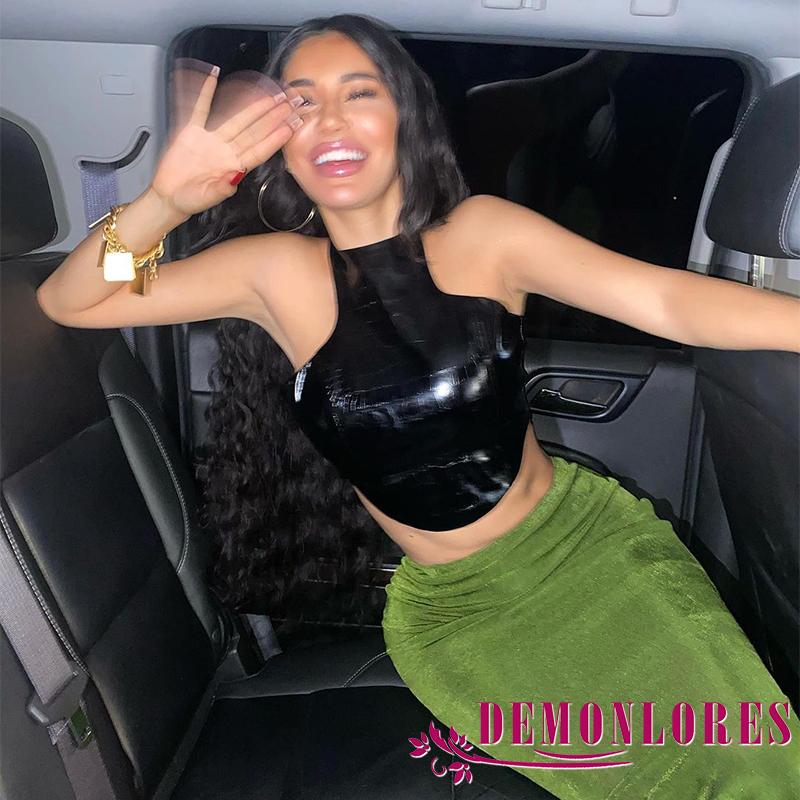 Áo Da Ba Lỗ Hở Lưng Màu Trơn Phong Cách Quyến Rũ