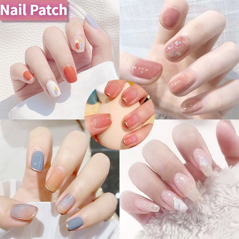 Bộ Móng Tay Giả Dán Trang Trí Họa Tiết Hoa Cúc Xinh Xắn