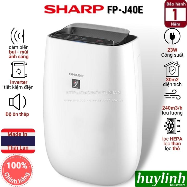 [Mã ELHAMS5 giảm 6% đơn 300K] Máy lọc không khí Sharp J40E [FP-J40E-W] - 30m2 - J-Tech Inverter