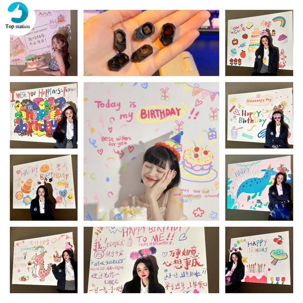Đèn Chiếu Chữ Happy Birthday Mini Phong Cách Hàn Quốc Sáng Tạo Trang Trí Tiệc Sinh Nhật