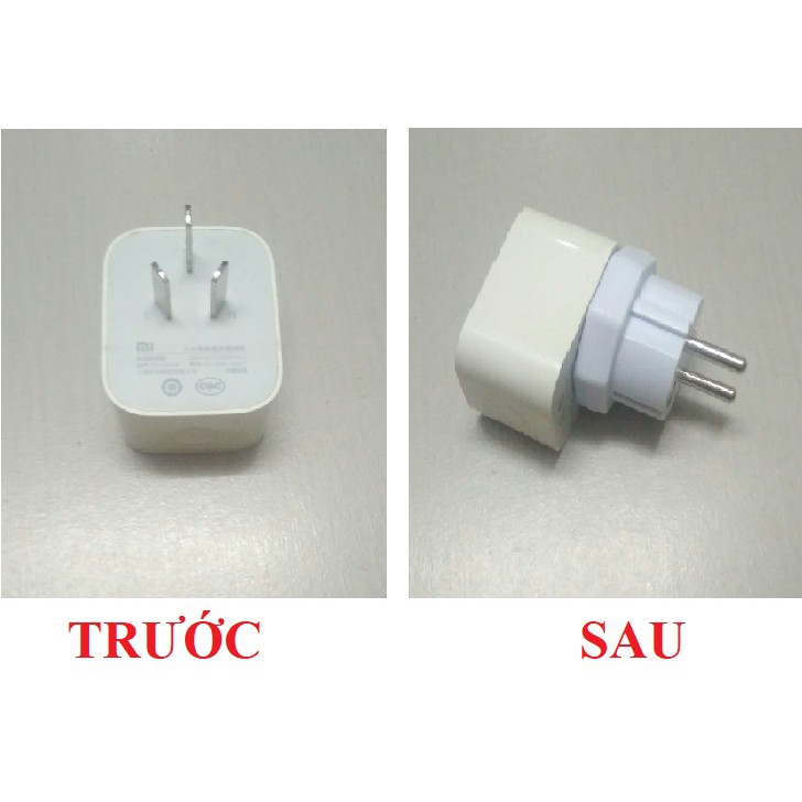 Phích cắm chuyển đổi 3 chân Chéo (hoặc 2 chân Thẳng) DẸT, sang 2 chân Tròn chuẩn VIỆT NAM - SIÊU CHỊU TẢI 16A YD-512