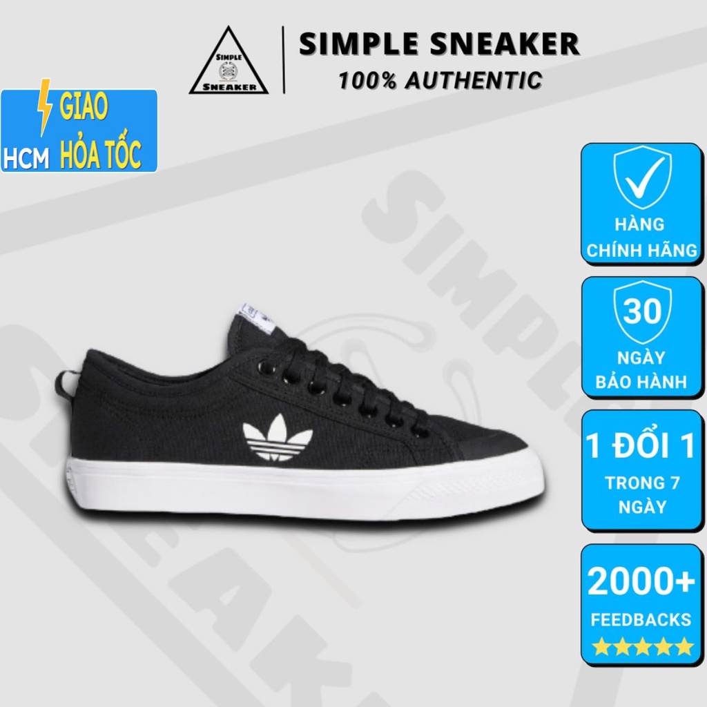 Giày Ba Lá Adidas Nizza Chính Hãng 💙FREESHIP💙 Giày Thể Thao Sneaker Nam Nữ - Adidas Nizza Trefoil Black - Simple Sneaker