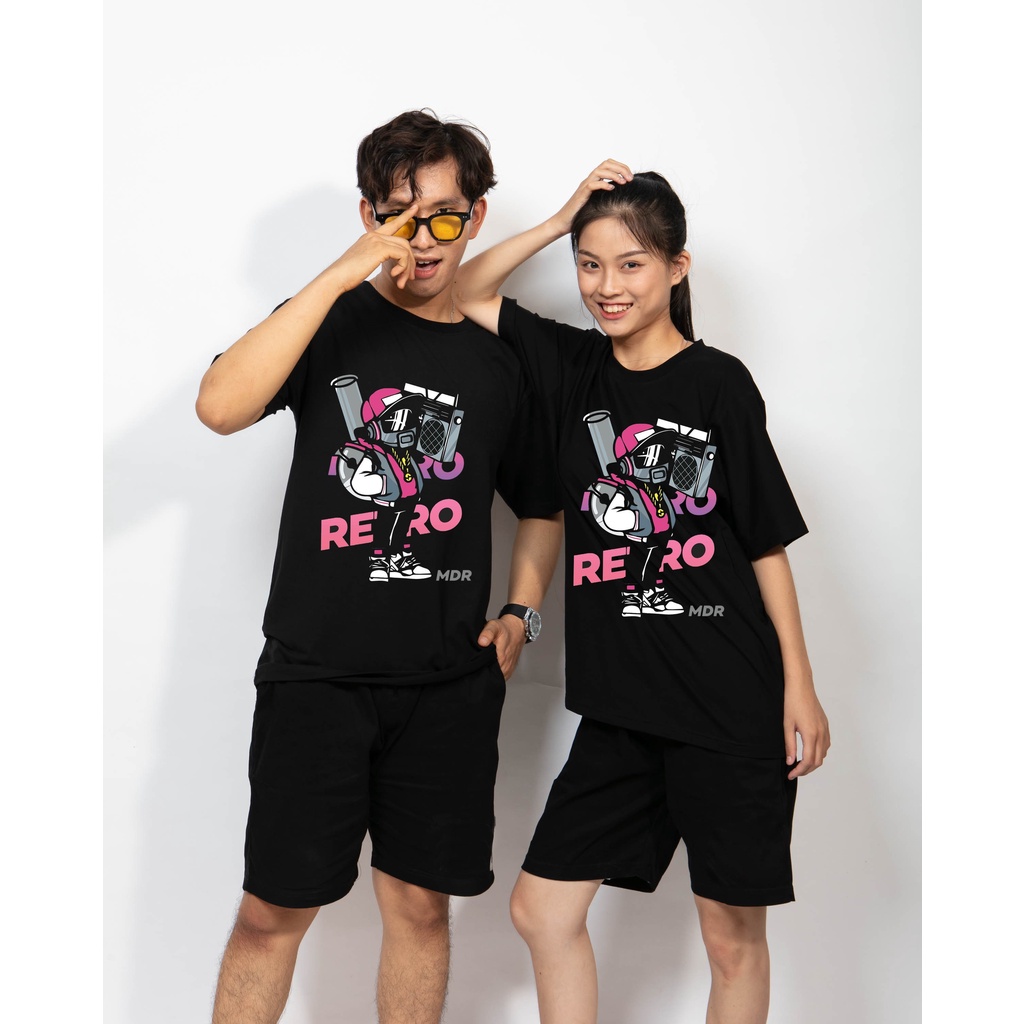 Áo thun tay lỡ form rộng unisex - retro Midori