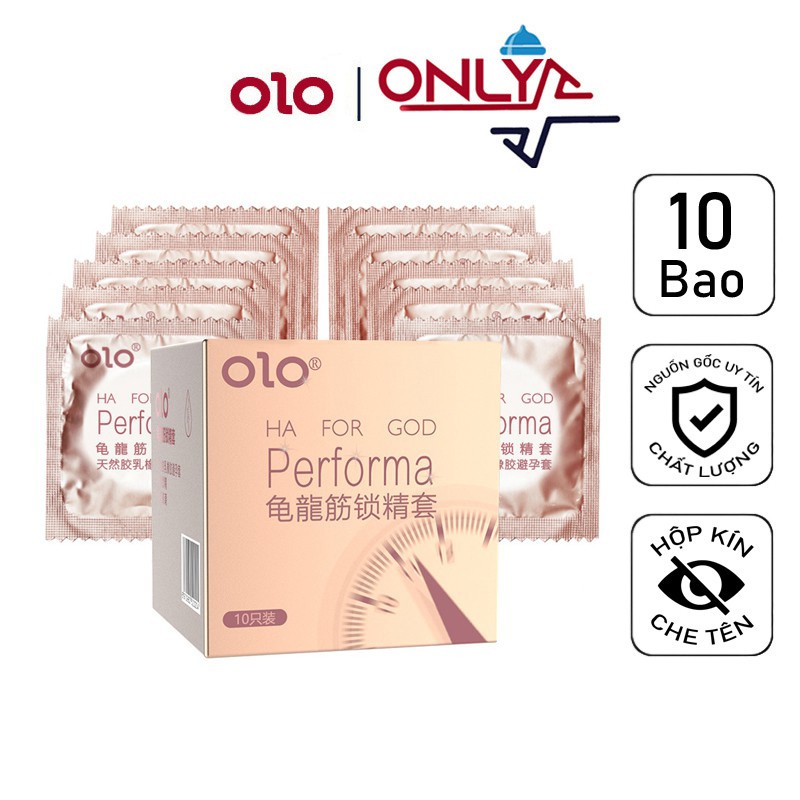 Bao cao su OLO Perfoma Ha For God kéo dài thời gian, siêu mỏng 0.01mm nội địa Trung 10 BCS