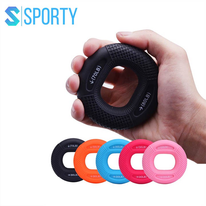 Vòng tròn cao su silicon, dụng cụ bóp tập cơ tay Sporty store luyện tập sức mạnh ngón tay