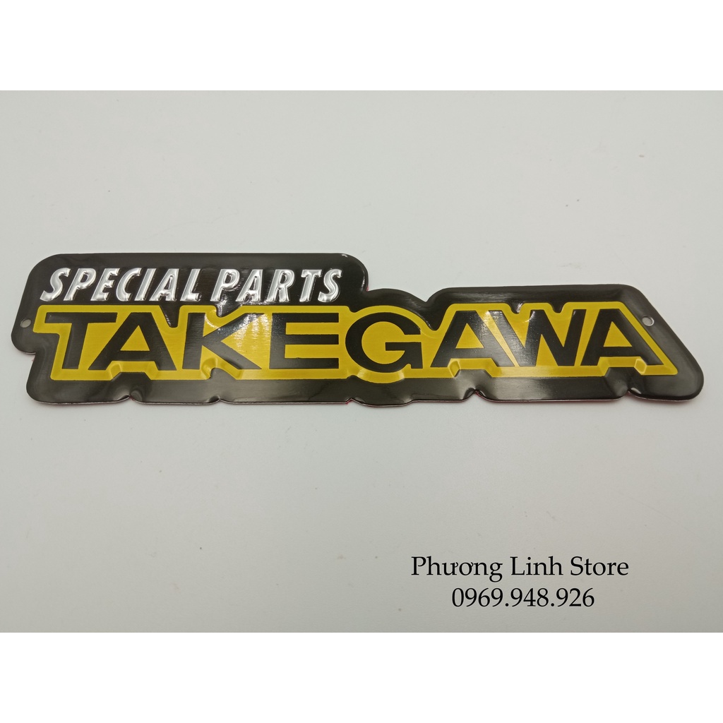 Tem nhôm dán xe, tem dán xe máy Takegawa Special Parts dài nền đen (57)