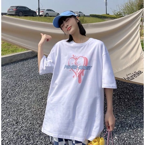 Áo Thun Unisex Nam Nữ Tay Lỡ Form Rộng Heart Ulzzang