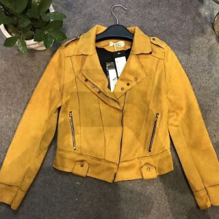 Khoác da lộn chi tiết khoá