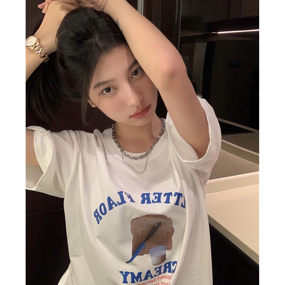 Áo Thun Hàn Quốc Dáng Rộng Ngắn Tay In Chữ 50605