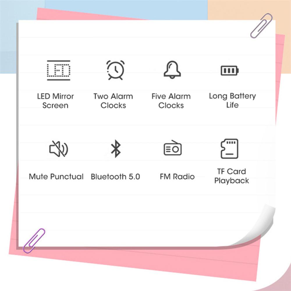 Loa Bluetooth Kiêm Đồng Hồ Báo Thức Kỹ Thuật Số Màn Hình Đồng Hồ Báo Thức E8V2