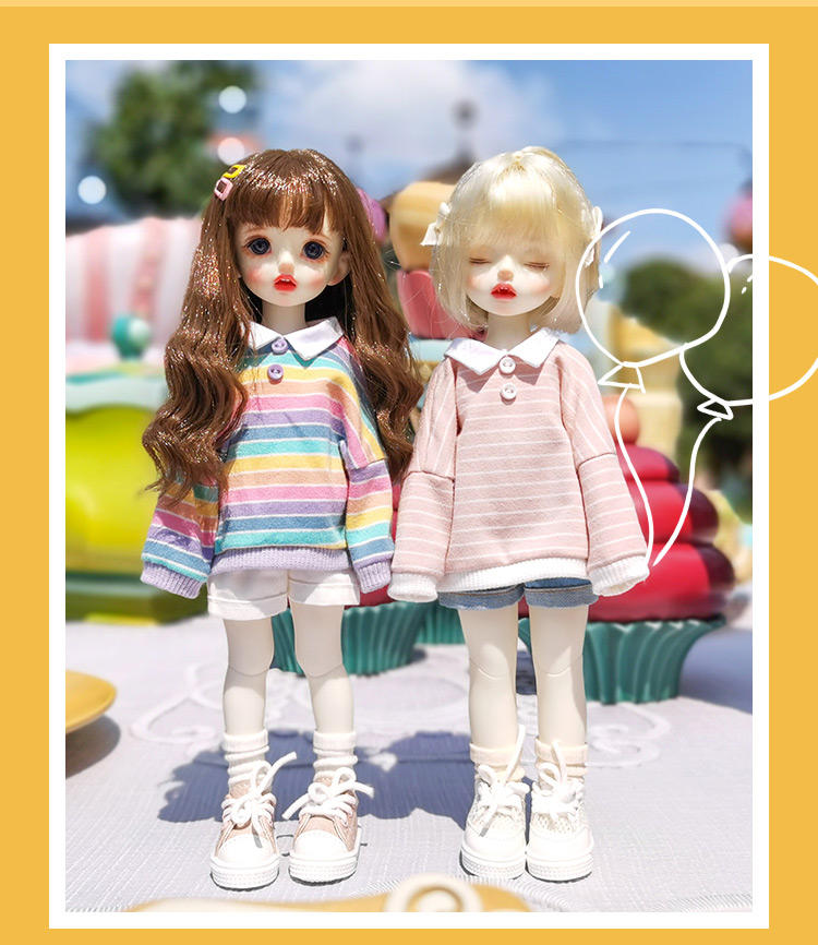 Áo sweater tay dài kẻ sọc nhiều màu dành cho búp bê