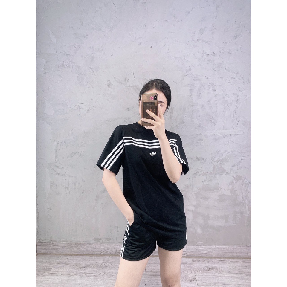 (HÀNG XUẤT XỊN) Áo das đen 3 sọc ngang 1531 3-STRIPES HORIZONTAL TEE BLACK