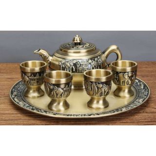 Bộ ấm chén đồng vàng