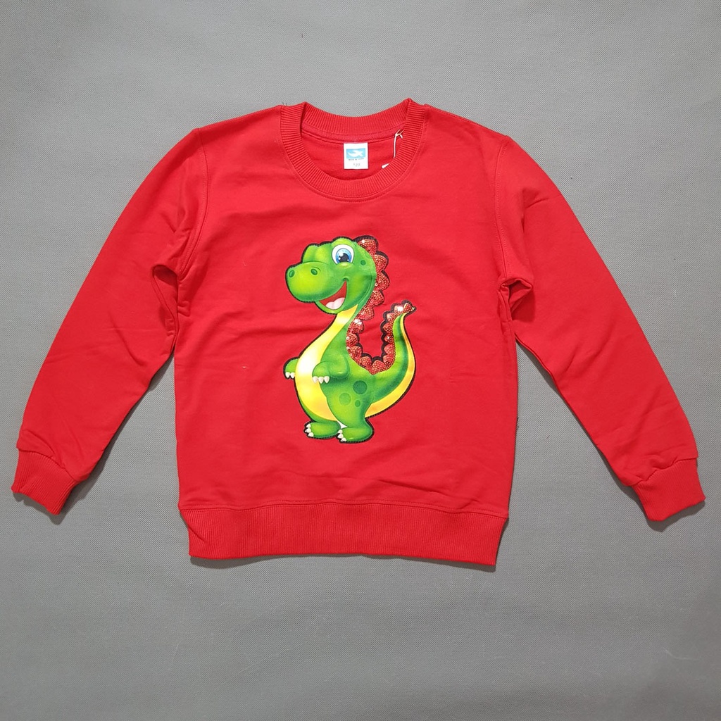 Áo thun cotton da cá kim sa khủng long chớp đèn cho giáng sinh và tết