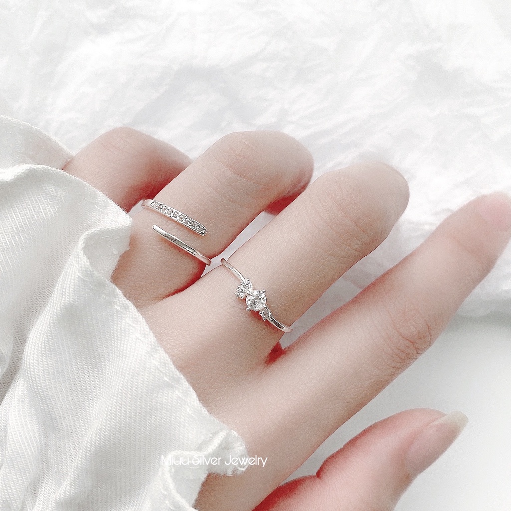 Nhẫn bạc nữ Miuu Silver cong đính đá K - Jade Ring