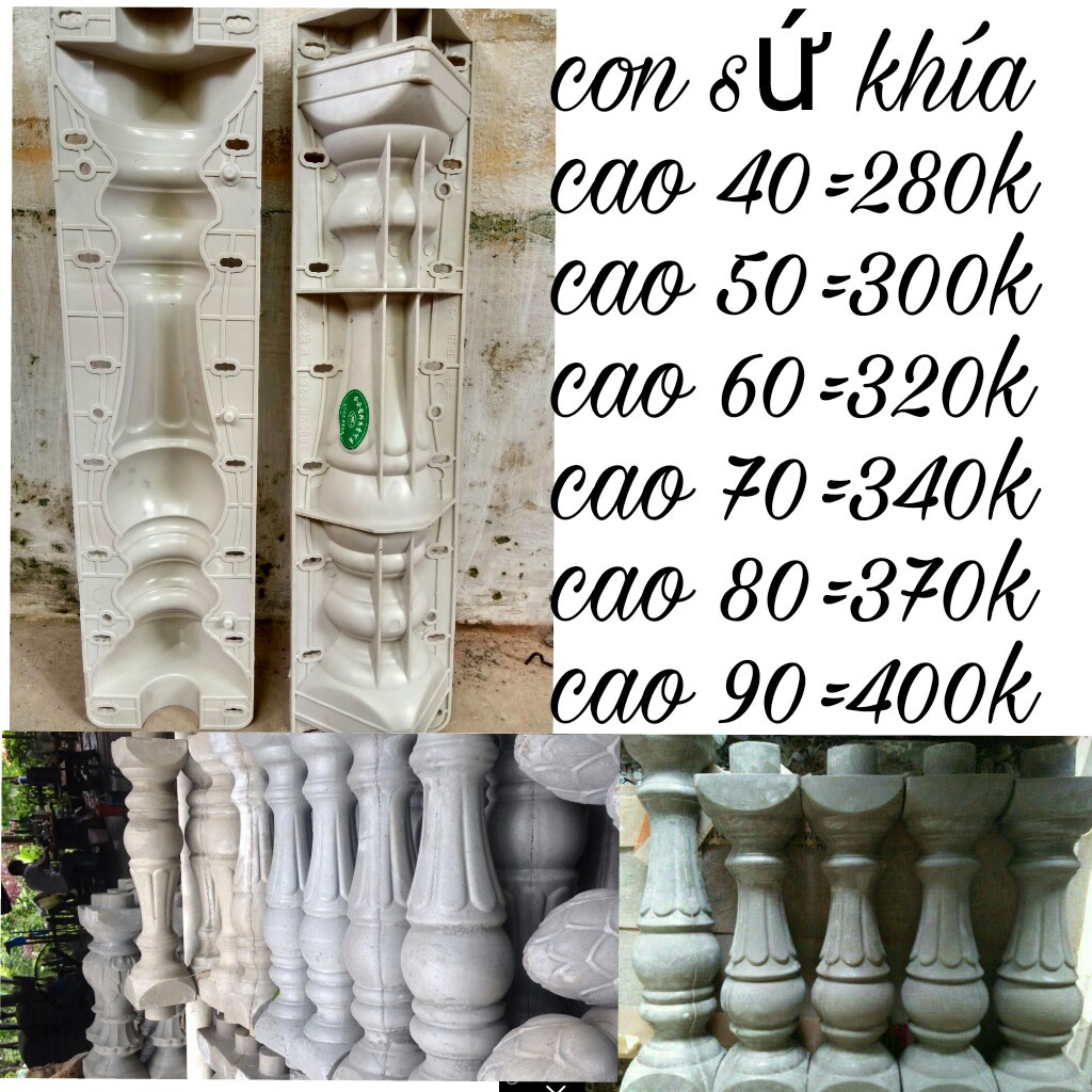 Cung cấp khuôn lục binh ,con sứ ,hàng rào bê tông dùng trong trang trí sân vườn, khuôn làm từ chất liệu nhựa abs