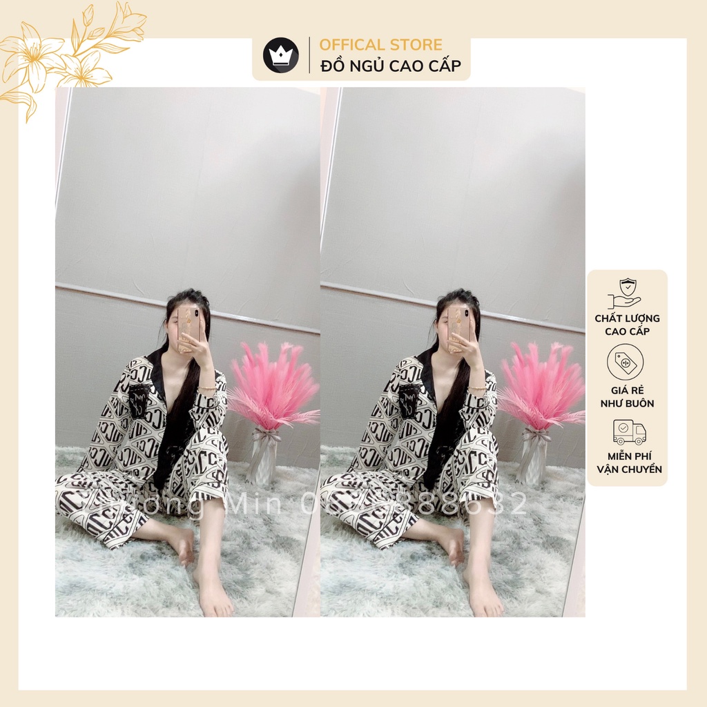 Bộ lụa Satin Dài tay họa tiết cao cấp,thiết kế lịch sự,sang chảnh | BigBuy360 - bigbuy360.vn