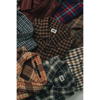 Áo sơ mi caro flannel 2hand (Secondhand) vintage, cổ điển, bụi bặm, retro