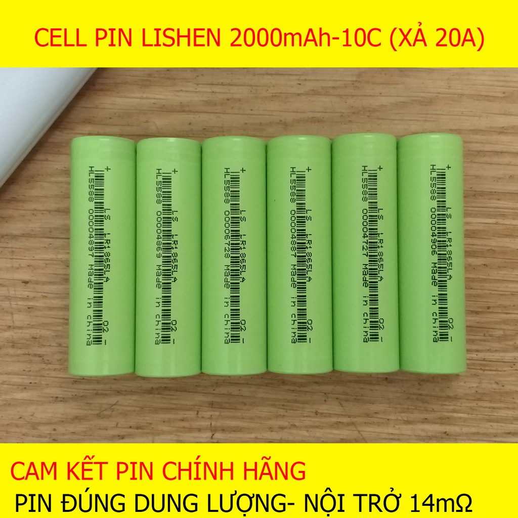 Cell Pin Lishen Xanh Chính Hãng 2000mAh-10C (XẢ 20A) - Pin Lisen 2A 18650 Xả Cao 20A Giá Rẻ