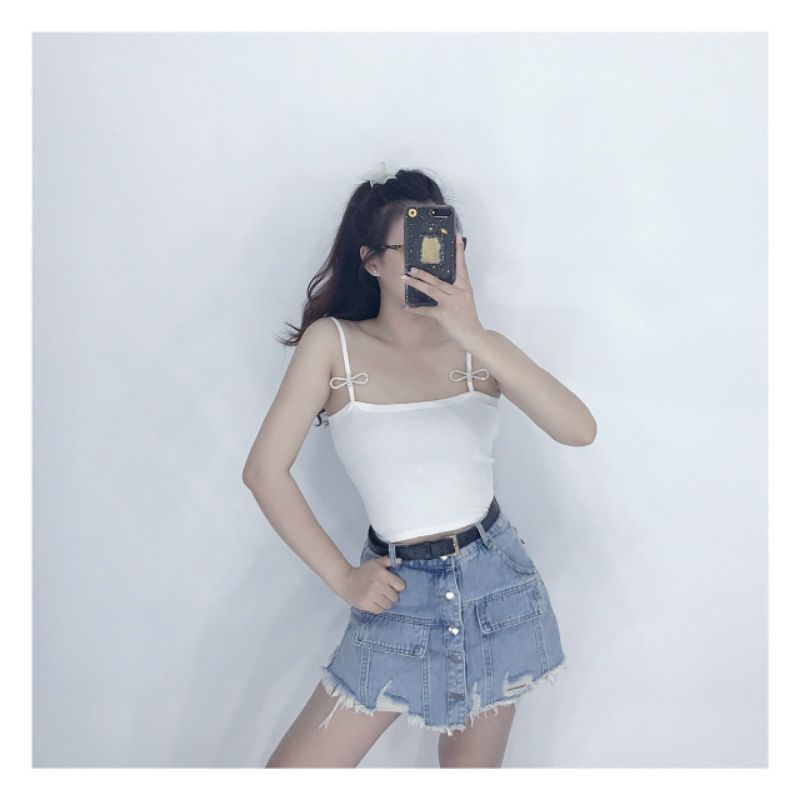 Áo 2 dây đính nơ đá