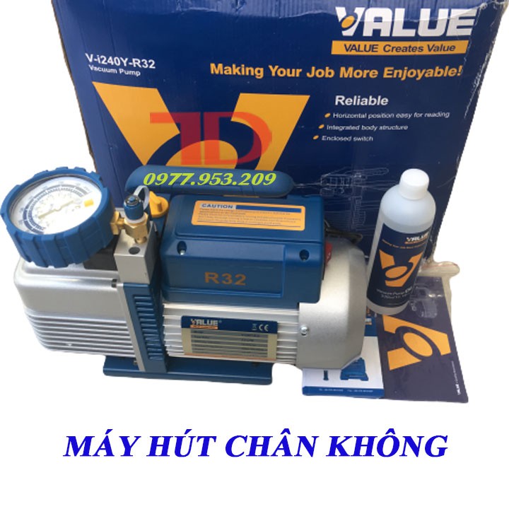 Máy hút chân không VALUE VI240Y 4.0 CFM kèm đồng hồ báo áp và rờ le tự ngắt