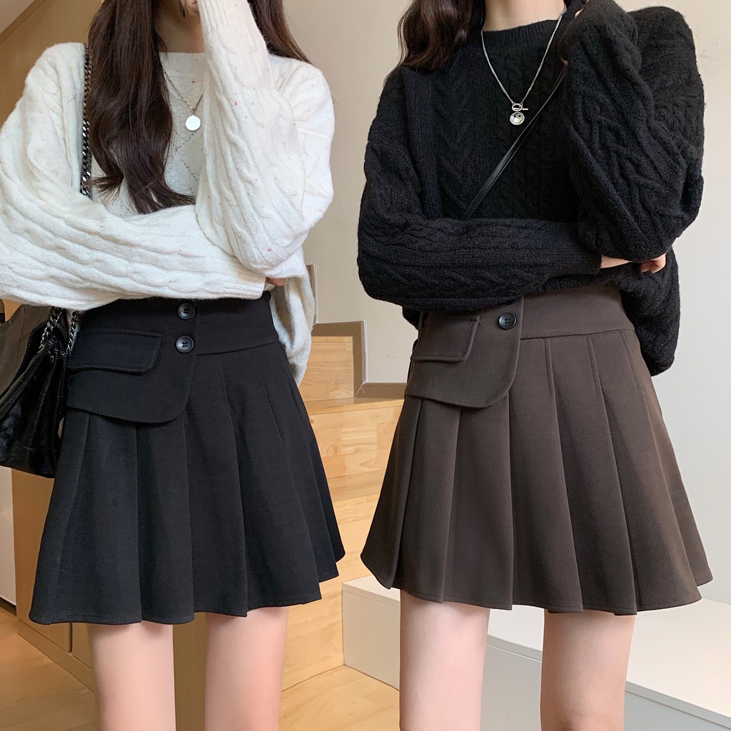Chân Váy Chữ A Lưng Cao Xếp Ly Phong Cách Hàn Quốc | BigBuy360 - bigbuy360.vn