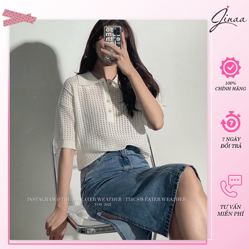 Polo lưới cổ bẻ phong cách ulzzang JINAA mã 1113