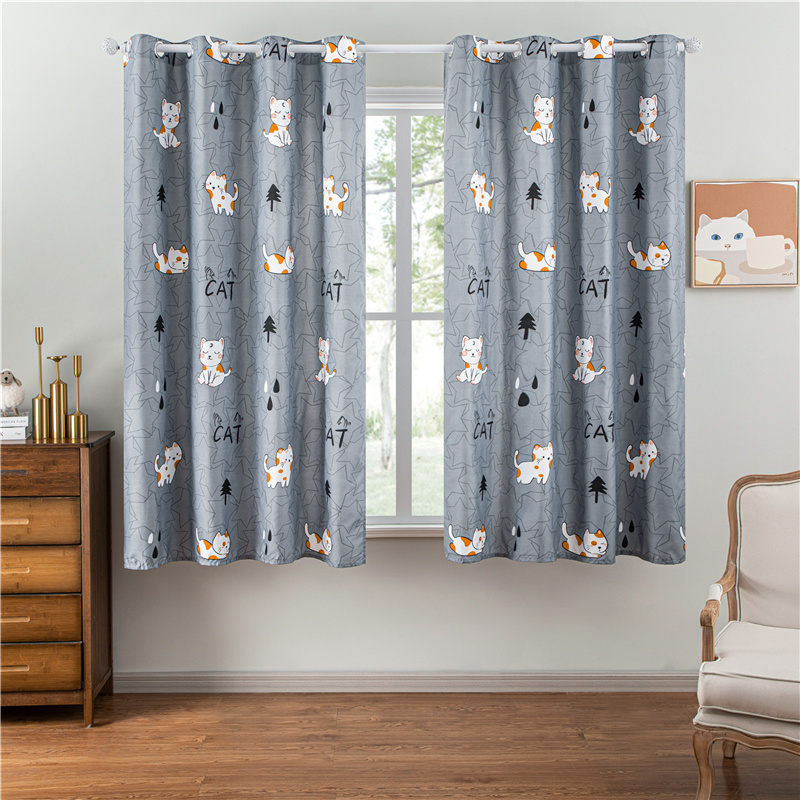 Cartoon Style Short Curtains Colorful Moonlit Curtains Used As Window / Bedroom Drapes