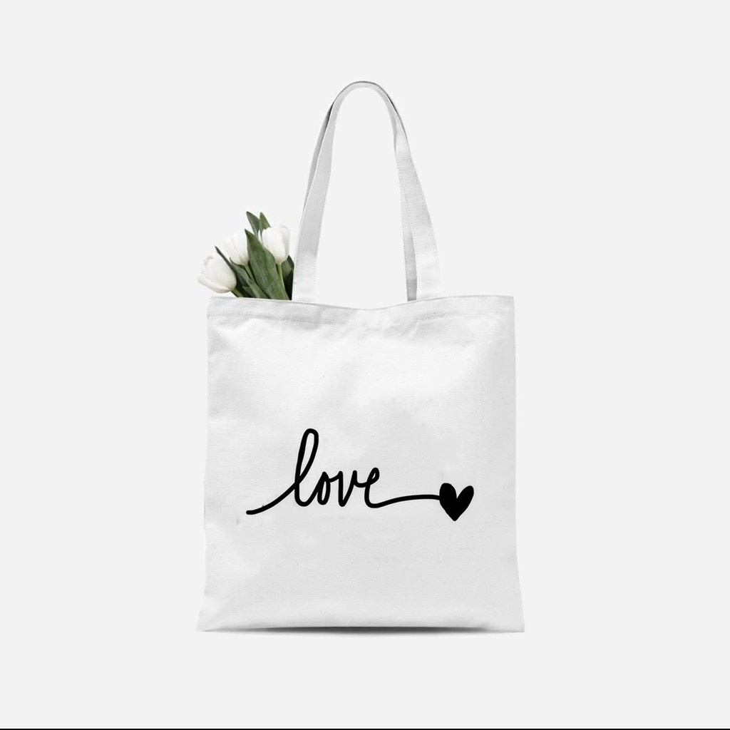 Túi tote vuông vải bố đeo vai canvas chữ tiếng anh