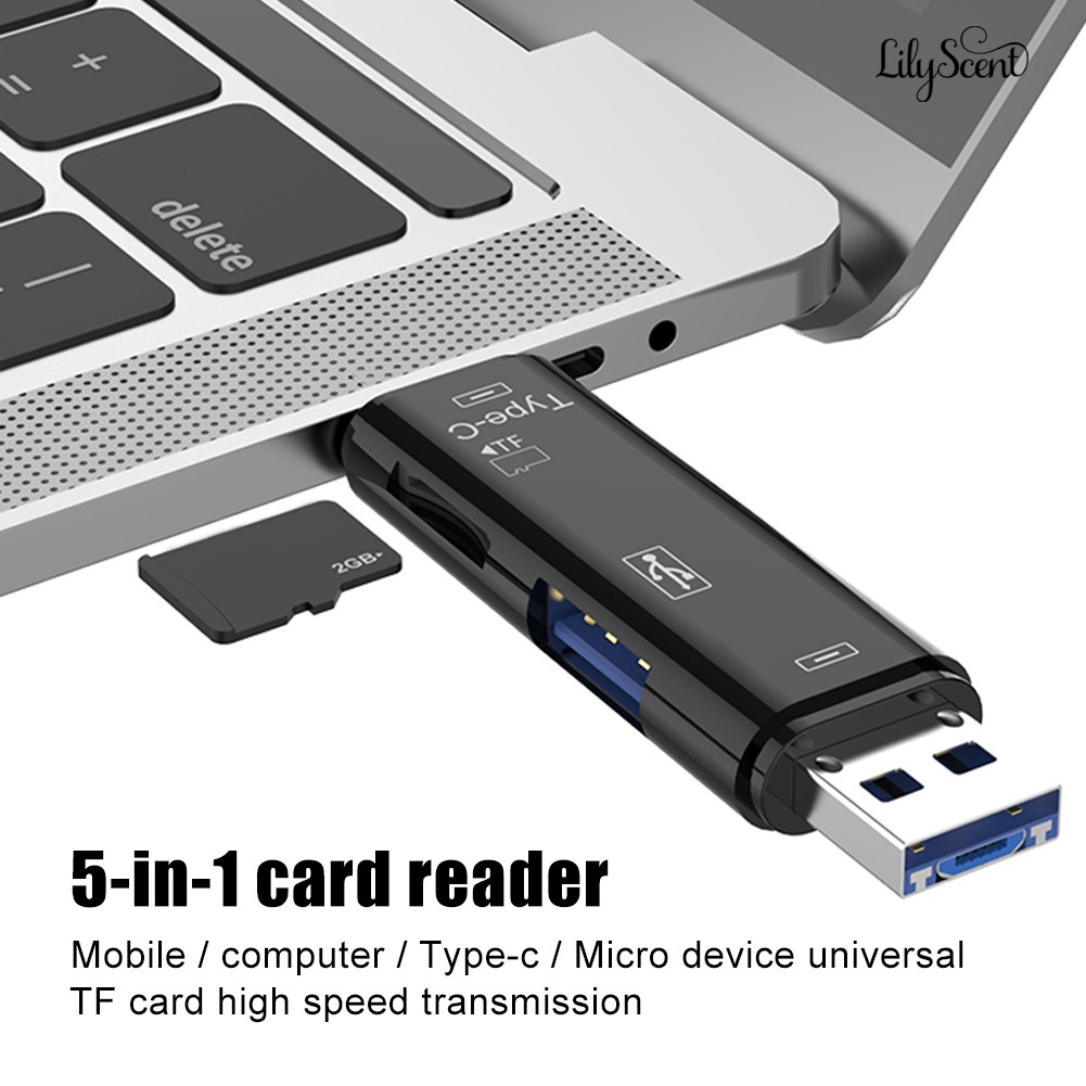 Đầu Đọc Thẻ Nhớ 5 Trong 1 Usb 3.0 Type-c Micro Otg Tf Micro