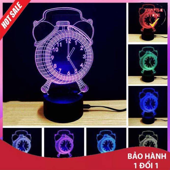 ✔️ Đèn ngủ 3d,Đèn Ngủ 3D Led 7 Màu Hình Đồng Hồ Công Nghệ Mới  - Bảo hành 1 đổi 1