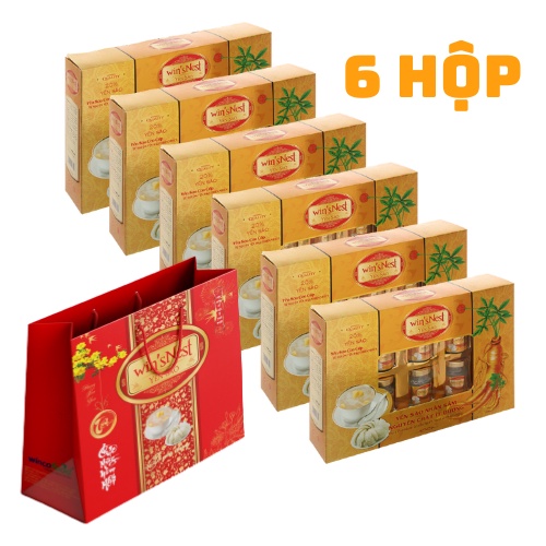 Thùng 6 hộp Yến sào wins'Nest nguyên chất nhân sâm ít đường 20% (6 lọ/ Hộp)