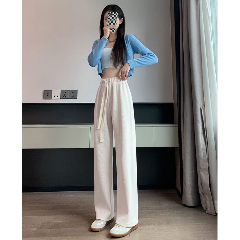 Quần Dài Vải Nhung Mỏng Ống Rộng Lưng Cao Thời Trang 2022 Mới