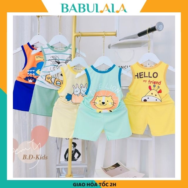 Đồ Bộ Minky Mom Bé Trai Bé Gái Ba Lỗ Mùa Hè Vải Thun Lạnh-Đồ Bộ Sát Nách Trẻ Em 0 1 2 3 4 5 TuổI-BABULALA-BL08