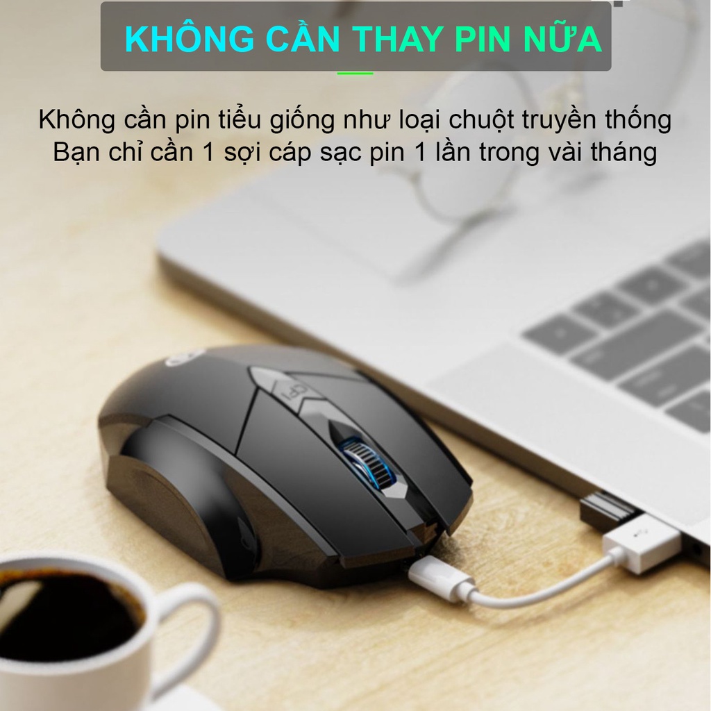 Chuột gaming không dây sạc pin Sidotech Inphic P6W cho game thủ chơi game chuyên nghiệp kết nối Wireless 2.4G