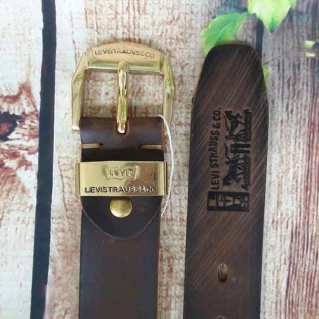 Thắt Lưng Nam Da Bò Sáp Dây Nịt Nam Đốt Không Cháy Kết Hợp Khóa Đồng Đúc Nguyên Khối Đã Đục Lỗ Sẵn - ĐỒNG_NHỌN