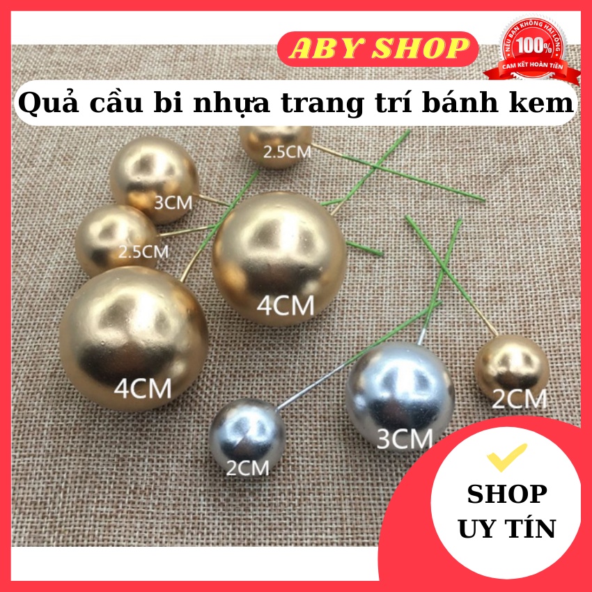 Quả cầu bi nhựa trang trí ⚡ CAO CẤP ⚡ cầu bi nhựa trang trí bánh kem nhũ bạc - 8 viên